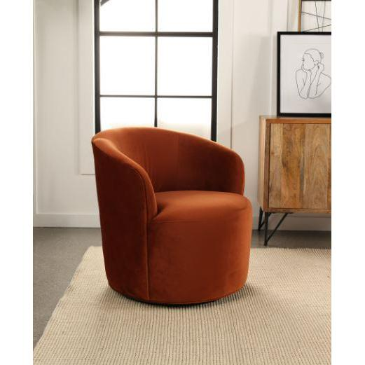Joyce Sloped Arms Swivel Chair Burnt Orange