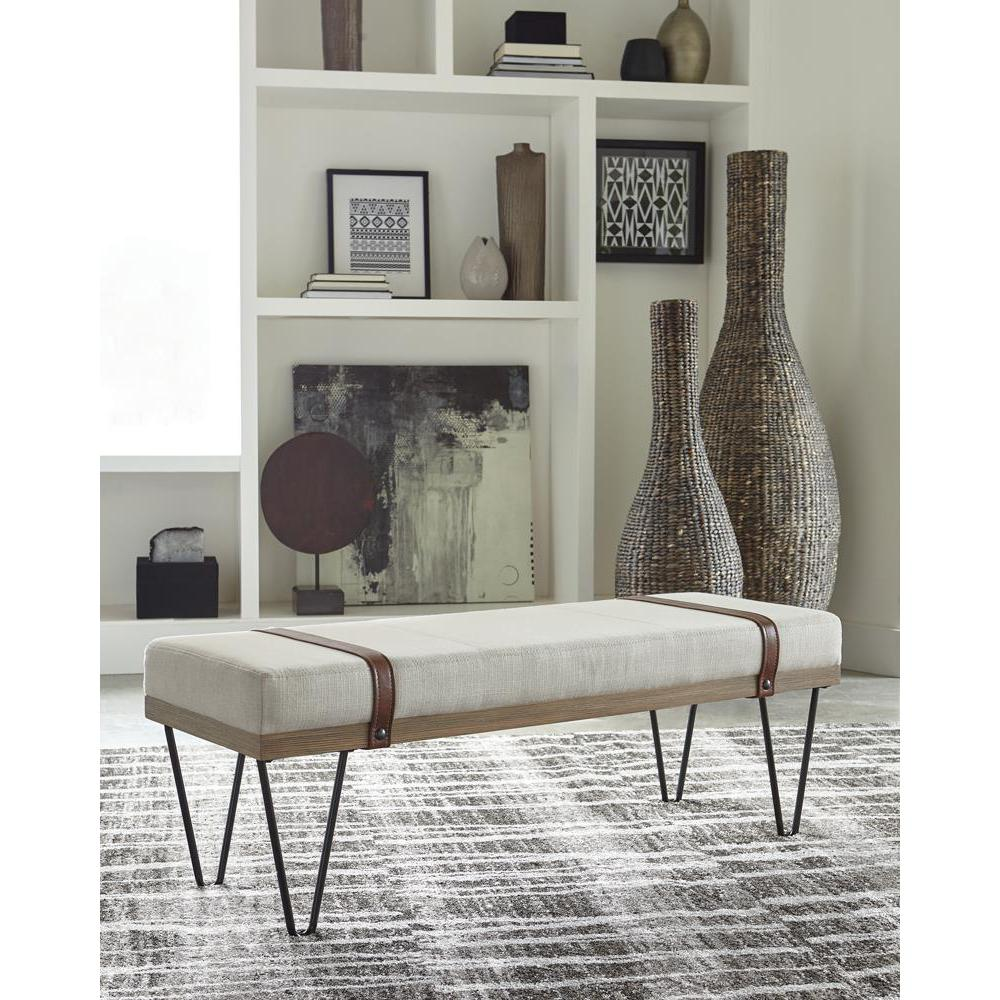 Astin Upholstered Bench Beige and Black