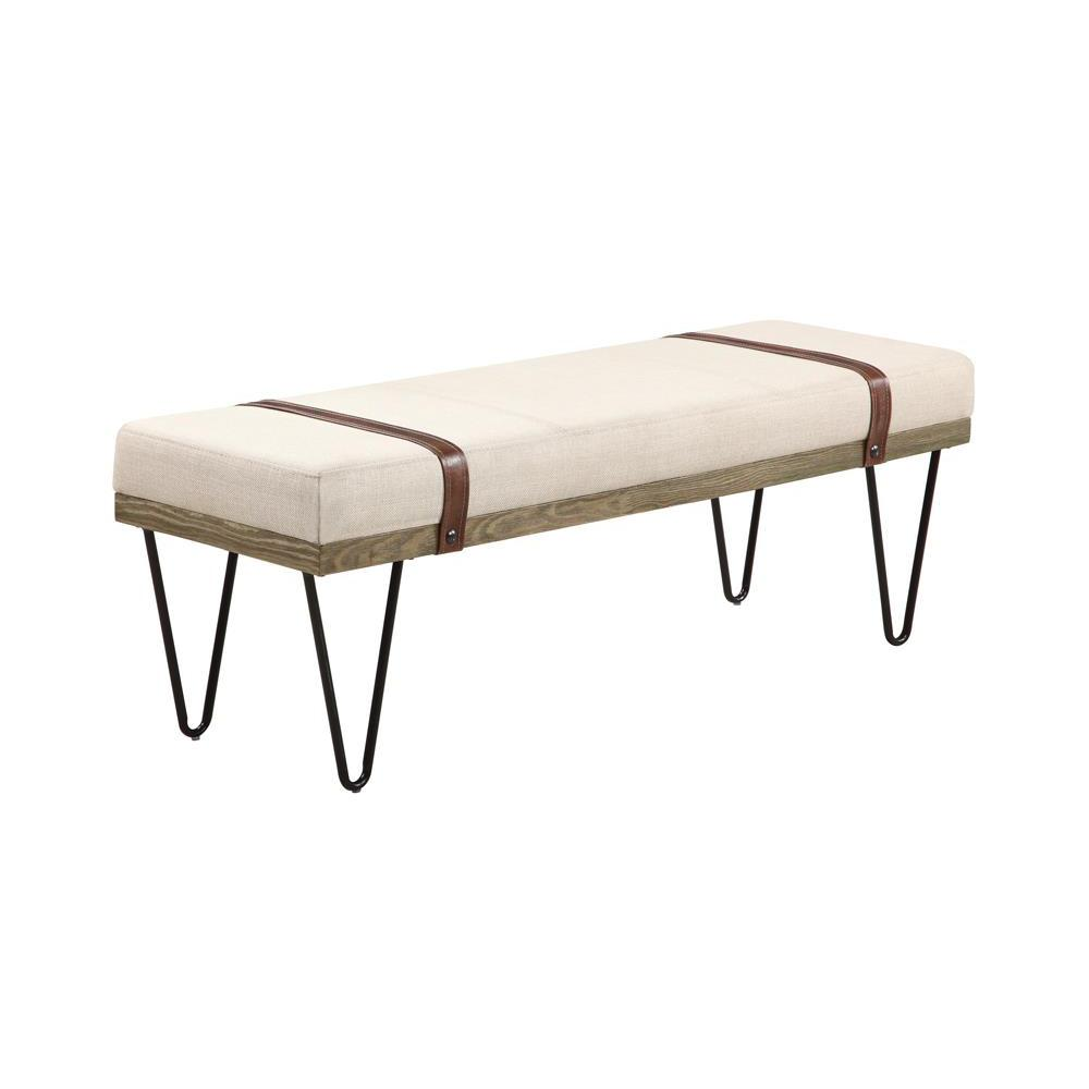 Astin Upholstered Bench Beige and Black