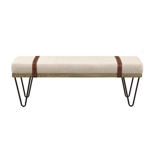 Astin Upholstered Bench Beige and Black