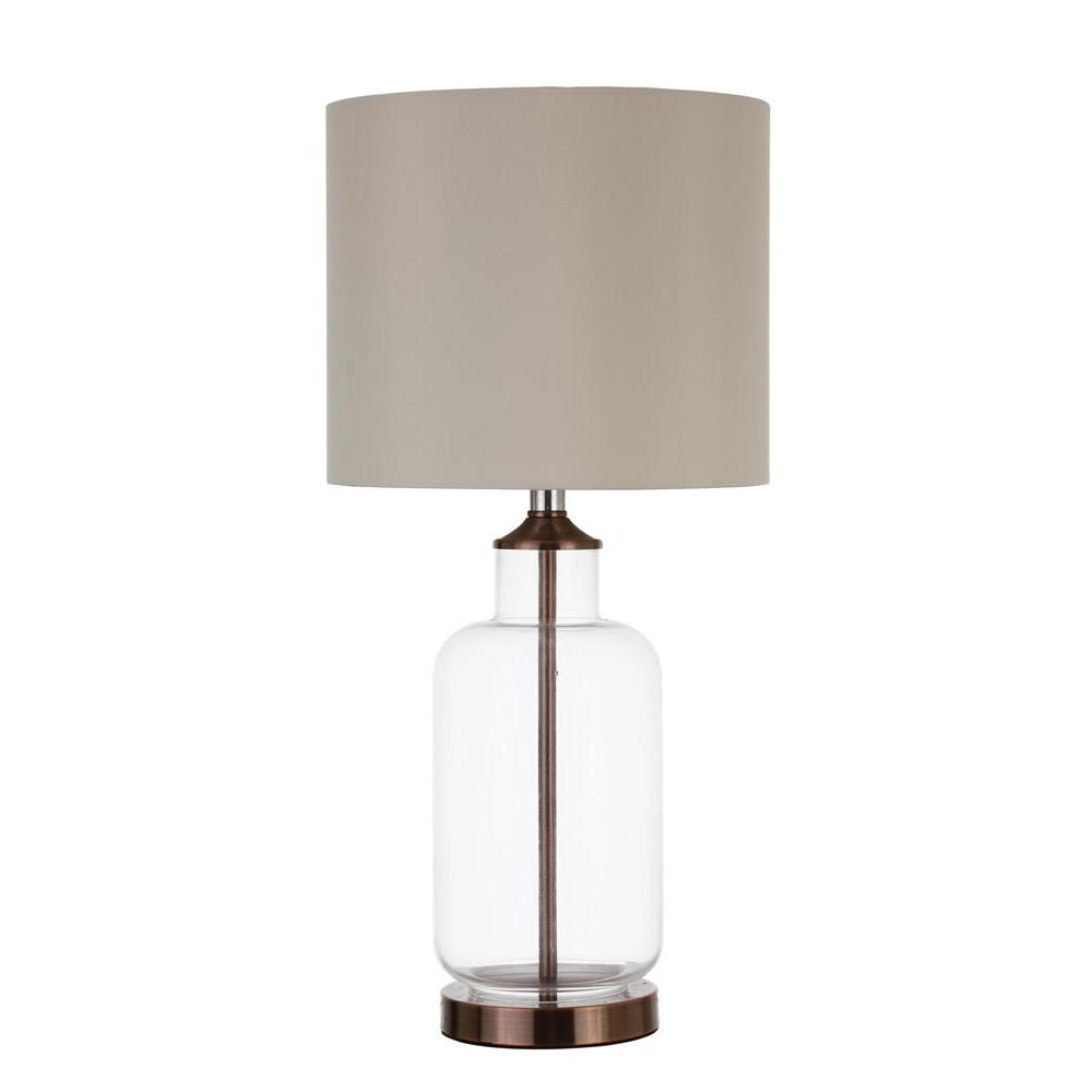 Aisha Drum Shade Table Lamp Creamy Beige and Clear