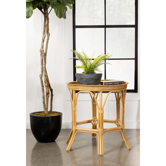 Antonio Round Rattan Tray Top Accent Table Natural