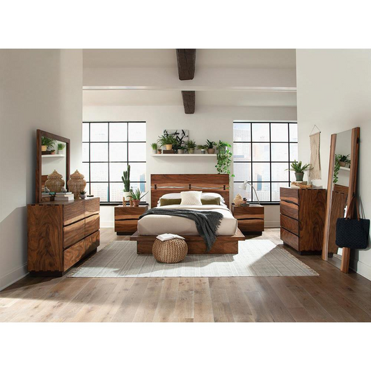 Winslow California King Bedroom Set Smokey Walnut and Coffee Bean