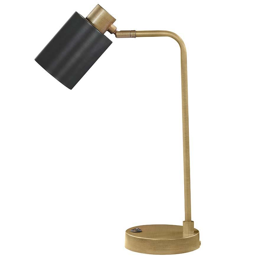 Cherise Adjustable Shade Table Lamp Antique Brass and Matte Black