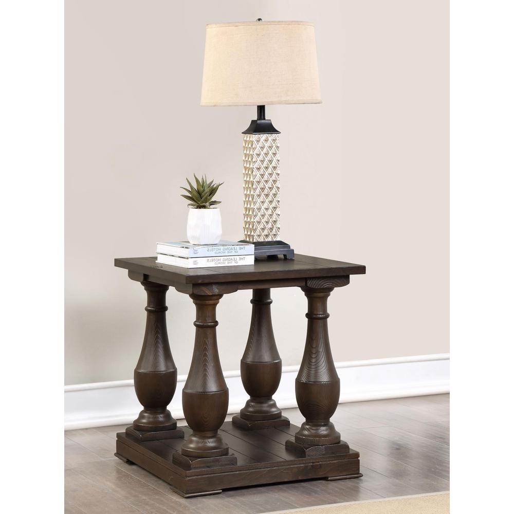 Walden Rectangular End Table with Turned Legs and Floor Shelf Coffee