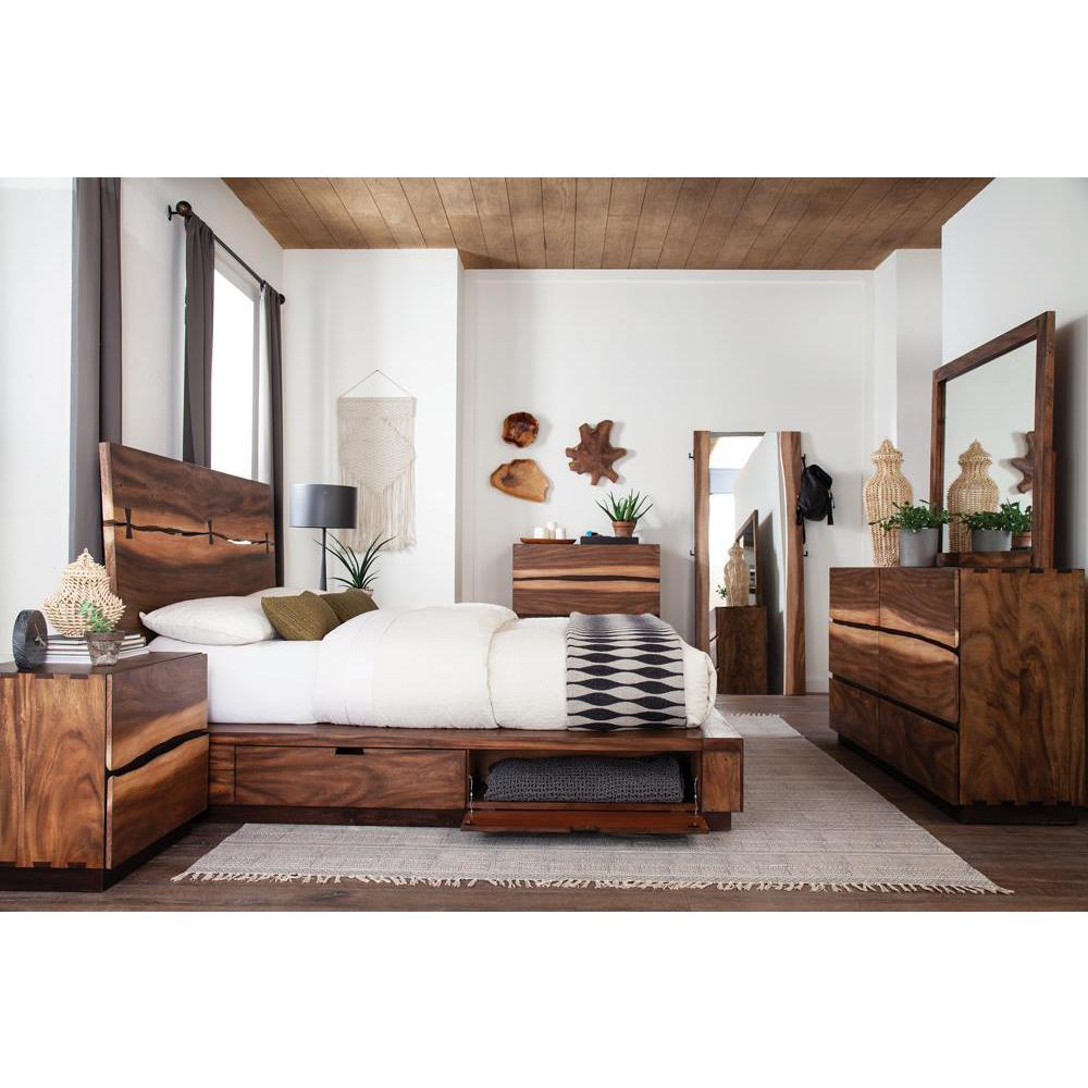 Winslow Storage Eastern King Bed Smokey Walnut and Coffee Bean