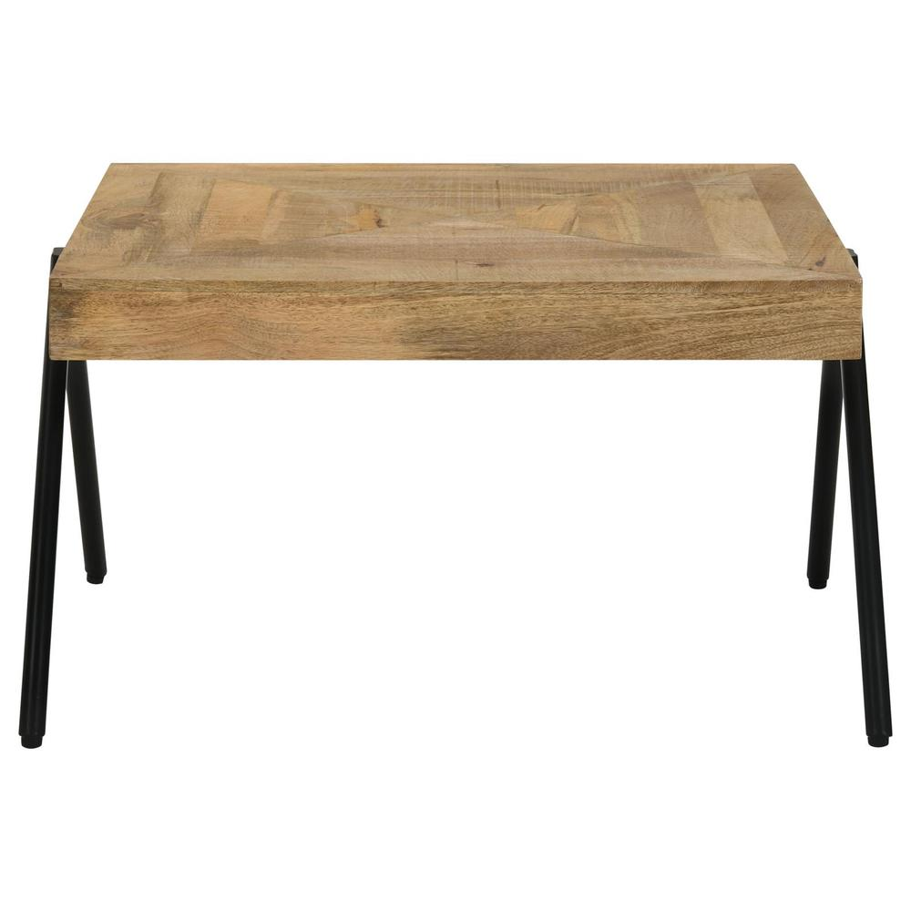 Avery Rectangular Coffee Table with Metal Legs Natural and Black