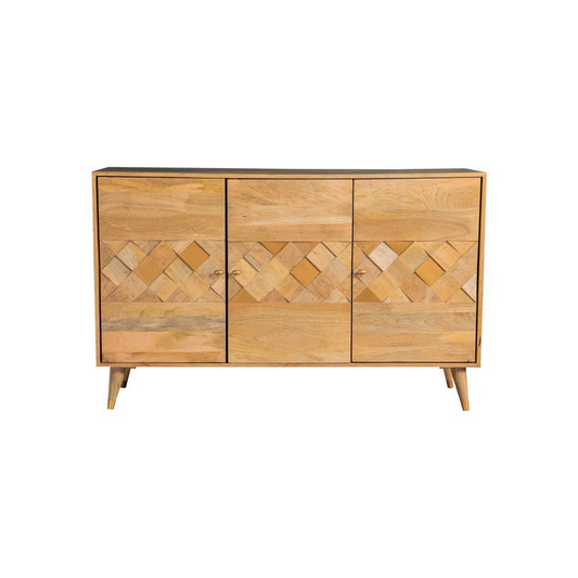 Alyssum Checkered Pattern 3-door Accent Cabinet Natural