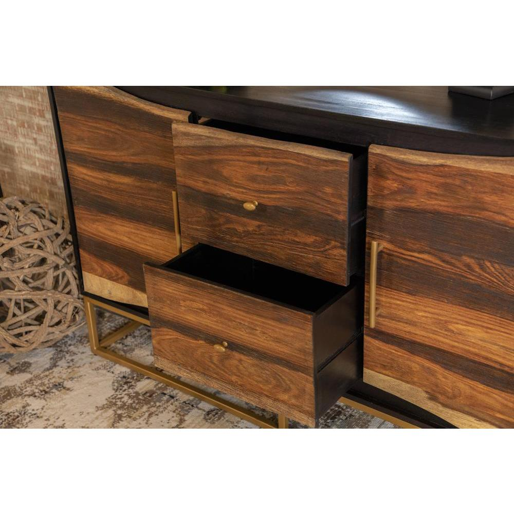 Zara 2-drawer Accent Cabinet Black Walnut and Gold