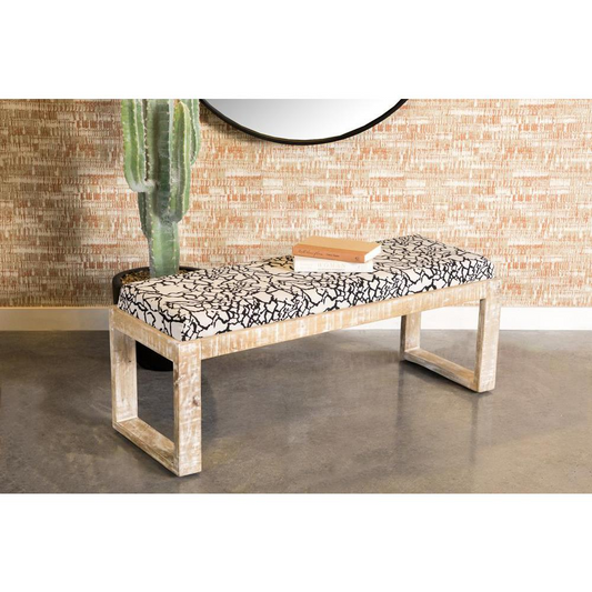 Aiden Sled Leg Upholstered Accent Bench Black and White