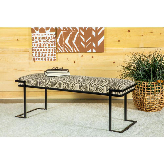 Alfaro Upholstered Accent Bench Black and White
