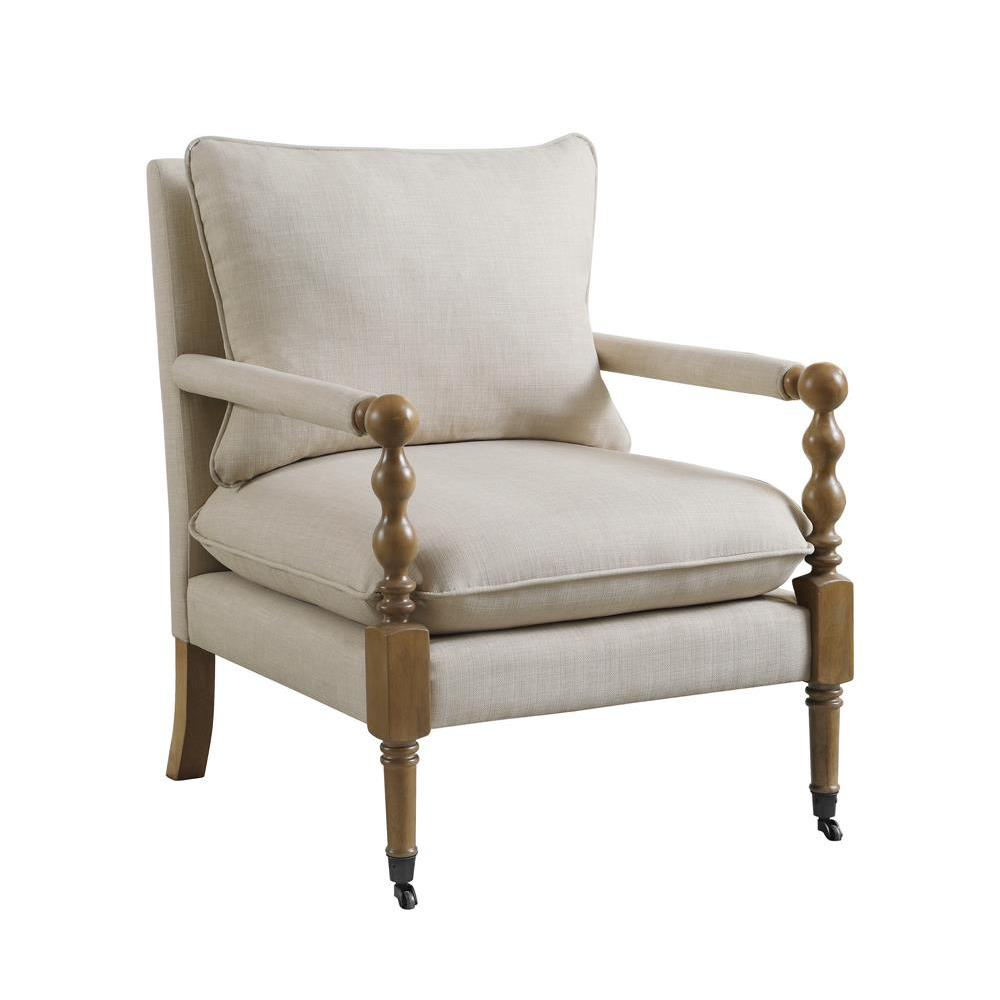 Dempsy Upholstered Accent Chair with Casters Beige