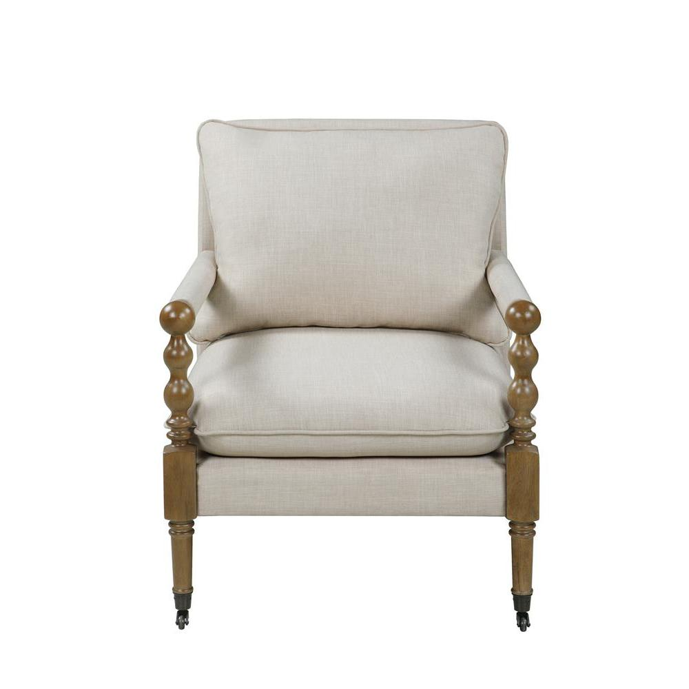 Dempsy Upholstered Accent Chair with Casters Beige