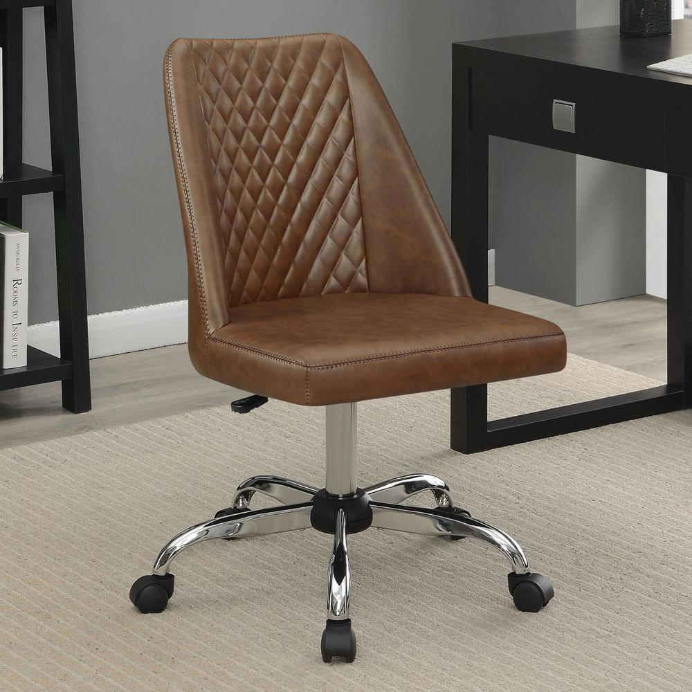 Althea Upholstered Tufted Back Office Chair Brown and Chrome