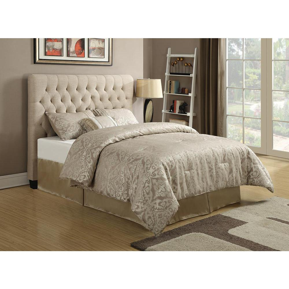 Chloe Tufted Upholstered Full Headboard Oatmeal