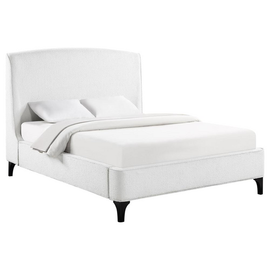 Mosby Upholstered Curved Headboard Queen Platform Bed White