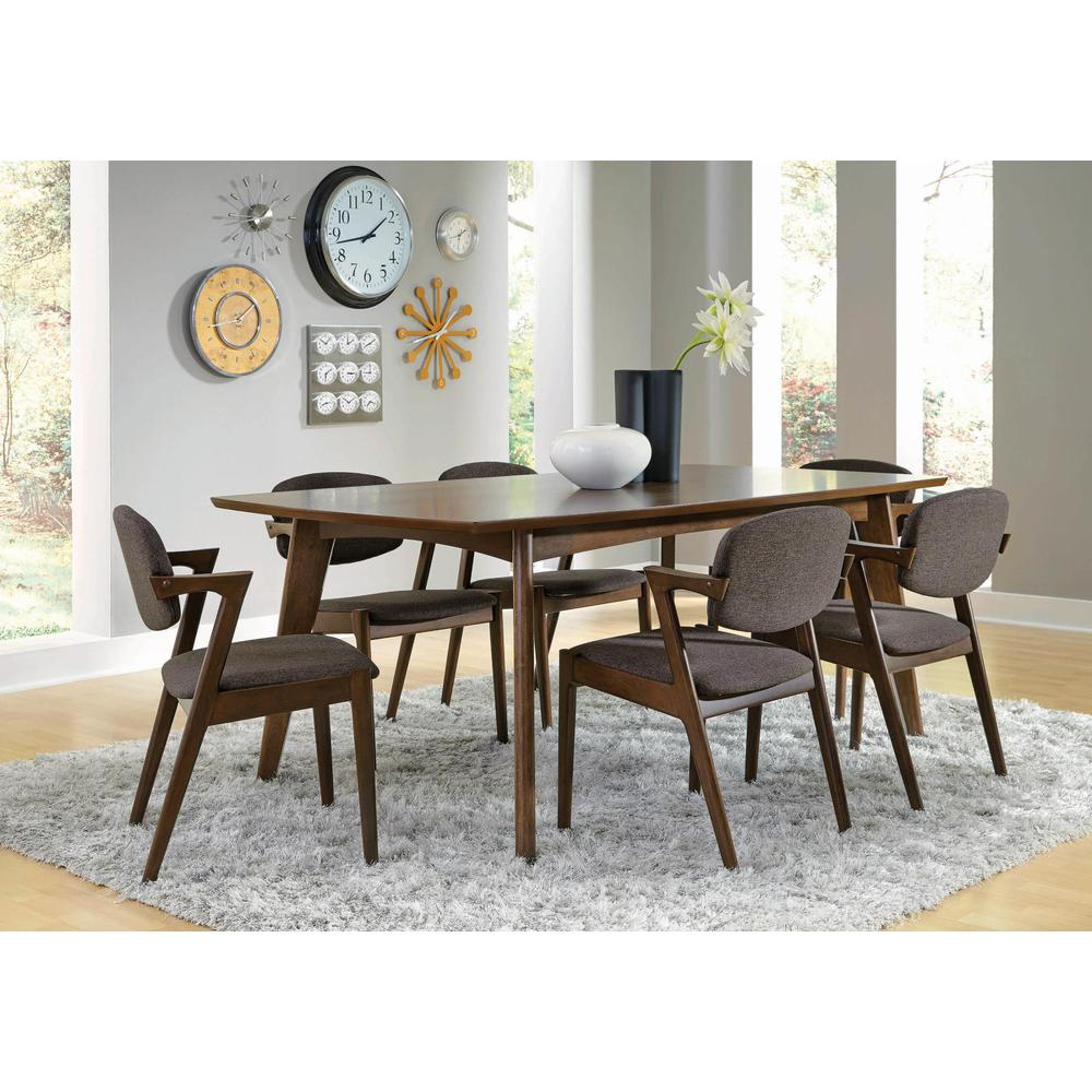 Malone 7-piece Rectangular Dining Set Dark Walnut and Brown