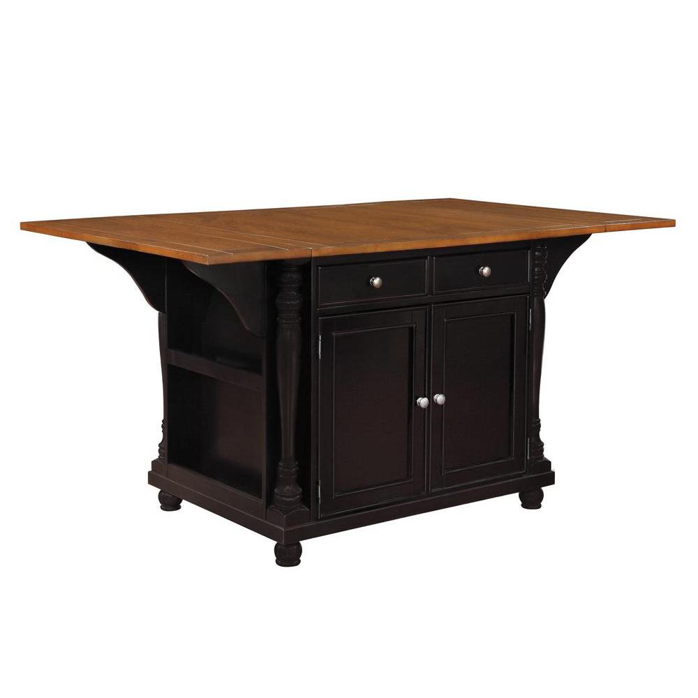 Slater 2-drawer Kitchen Island with Drop Leaves Brown and Black