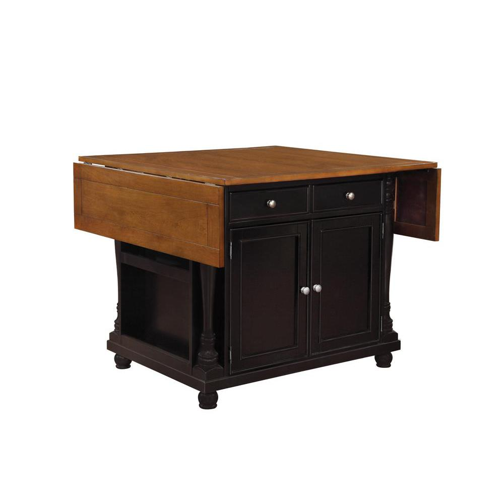 Slater 2-drawer Kitchen Island with Drop Leaves Brown and Black