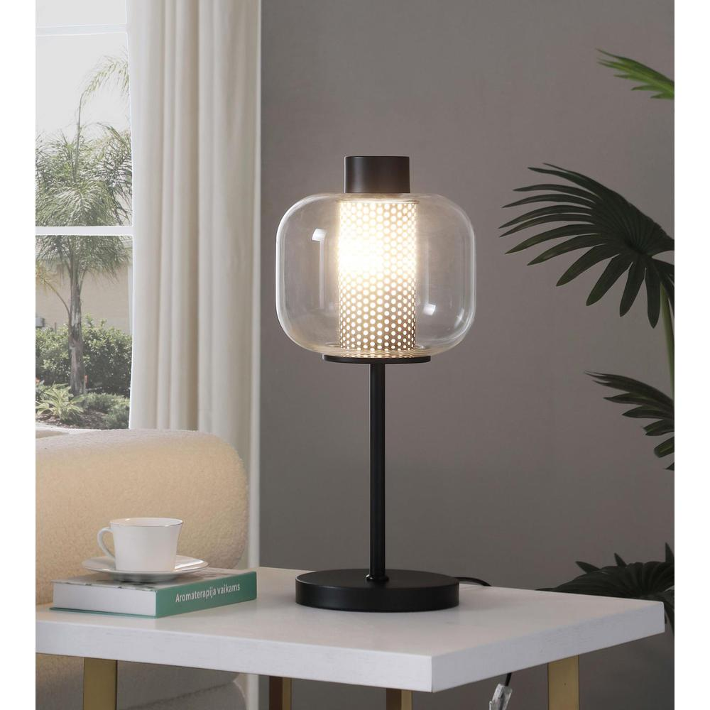 Ingrid Glass Shade Table Lamp Black