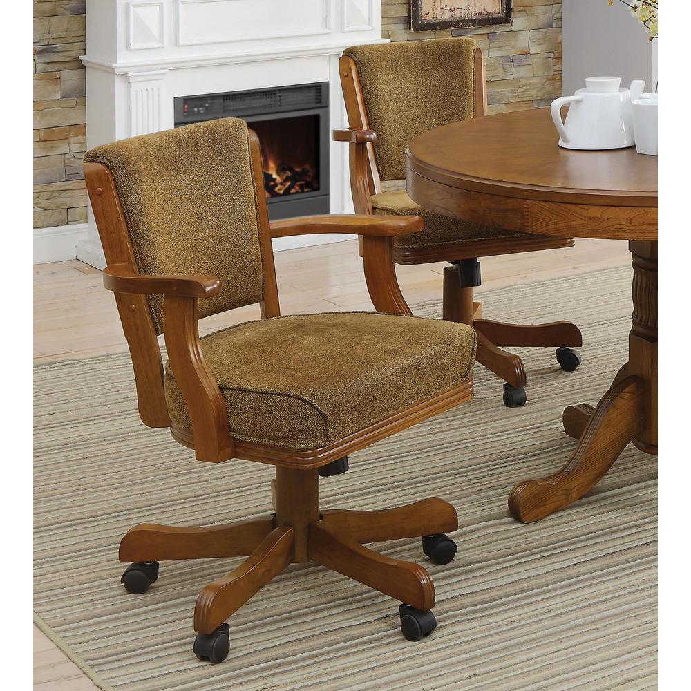 Mitchell Upholstered Game Chair Olive-brown and Amber