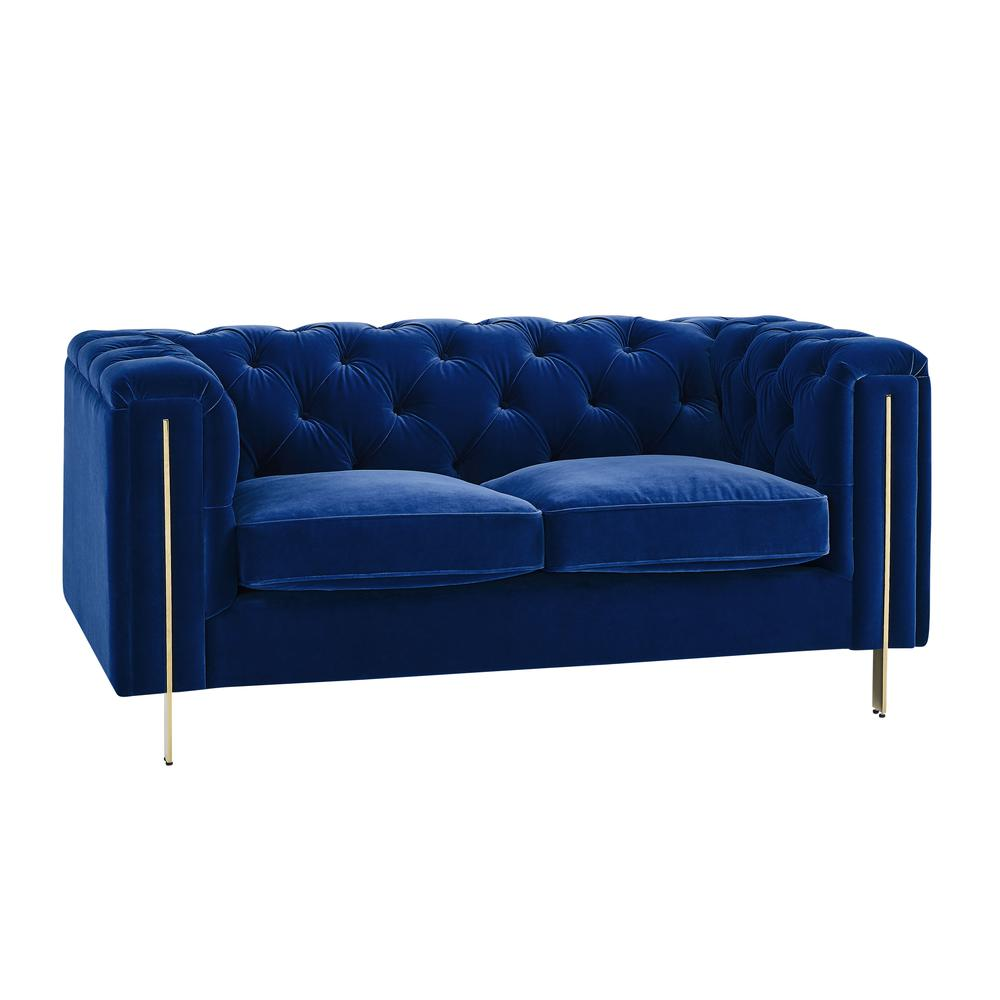 Charlene Blue Velvet Loveseat