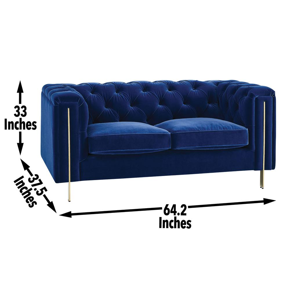 Charlene Blue Velvet Loveseat