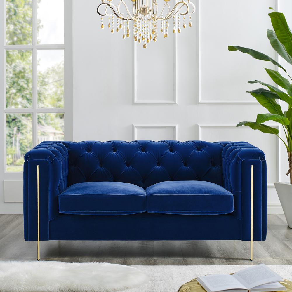 Charlene Blue Velvet Loveseat