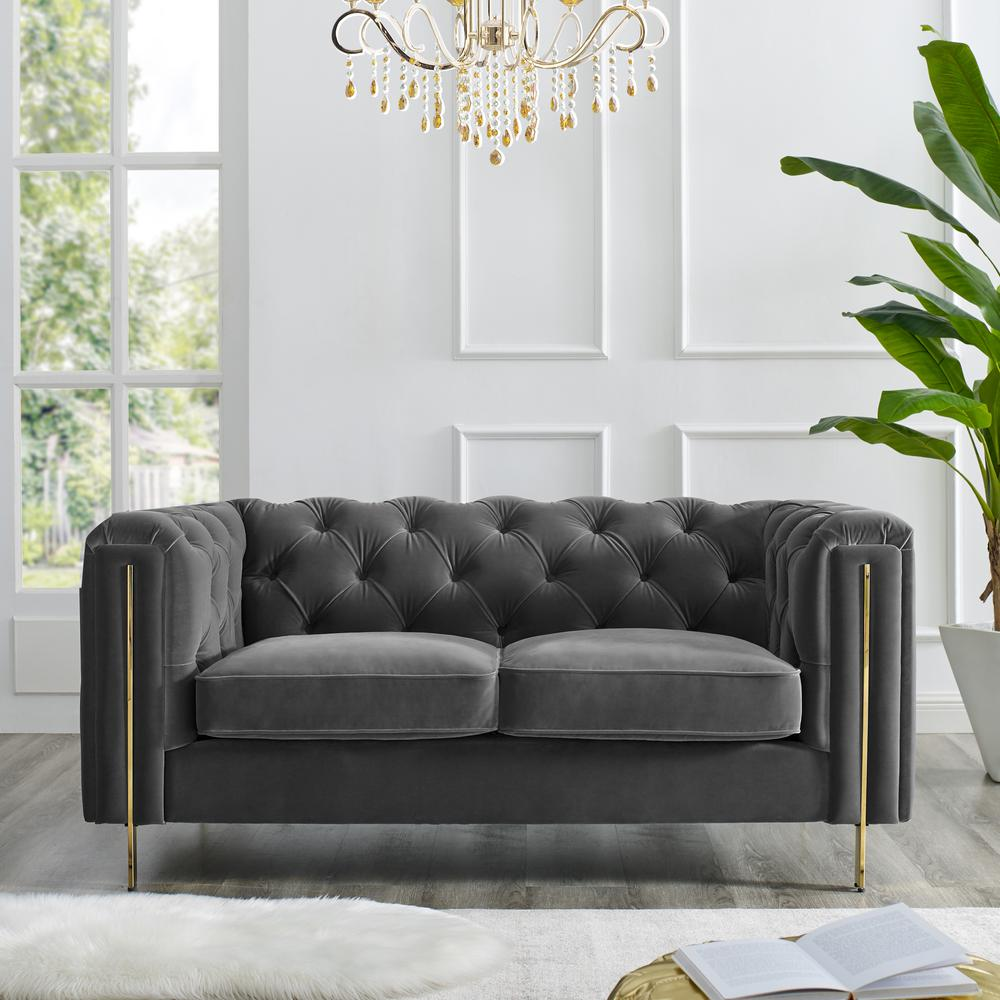 Charlene Gray Velvet Loveseat