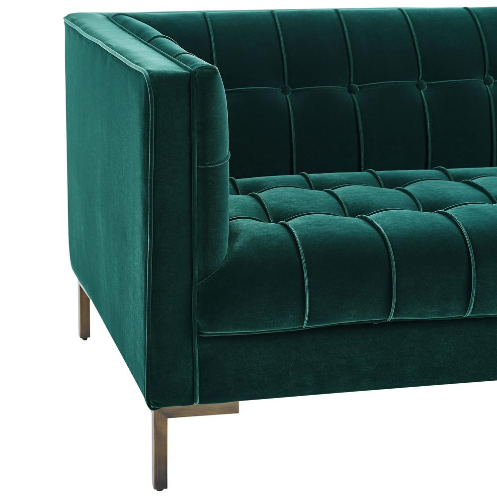 Isaac Channel Stitch Green Velvet Sofa