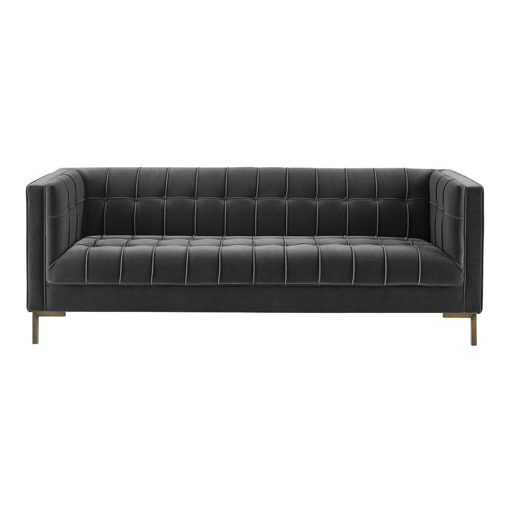 Isaac Channel Stitch Gray Velvet Sofa