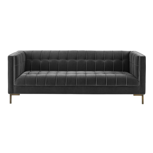 Isaac Channel Stitch Gray Velvet Sofa