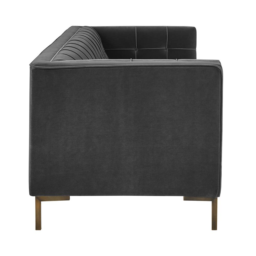 Isaac Channel Stitch Gray Velvet Sofa