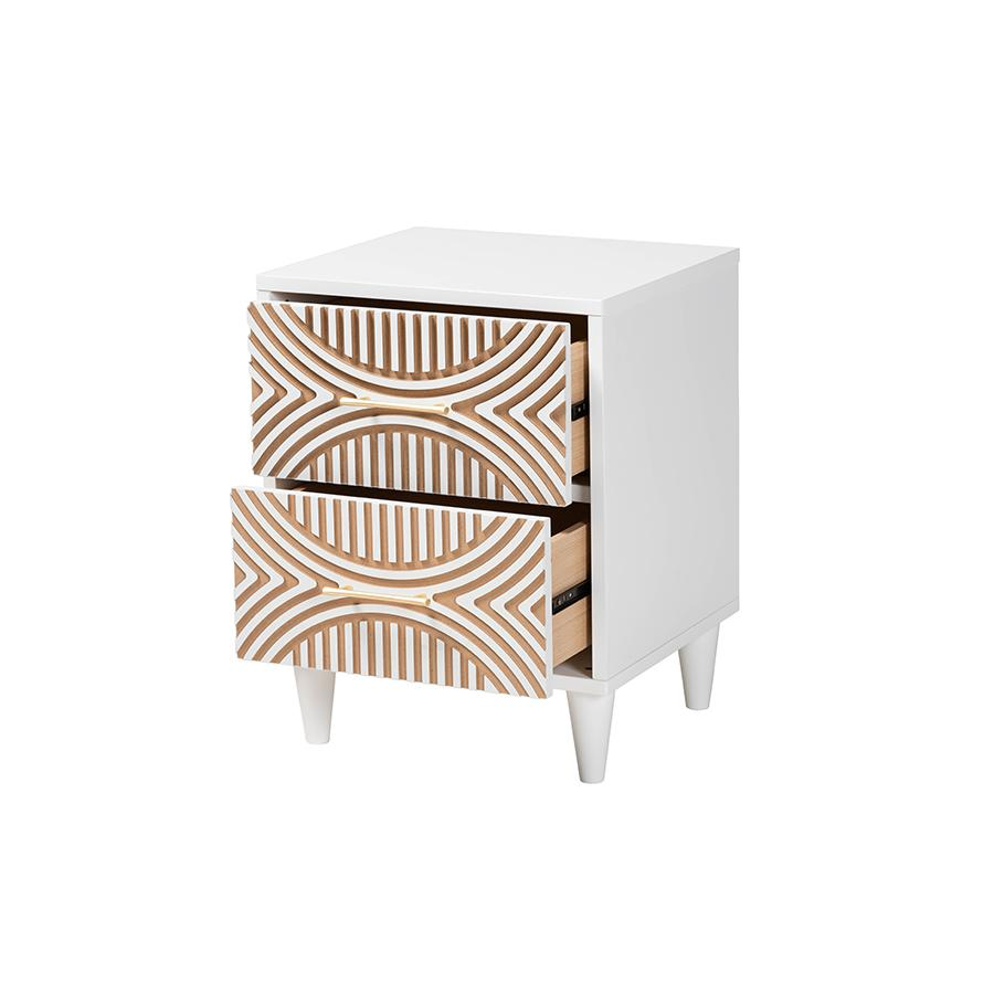 Baxton Studio Louetta Carved Contrasting Nightstand