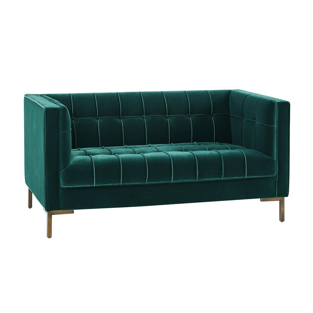 Isaac Stitch Green Velvet Loveseat