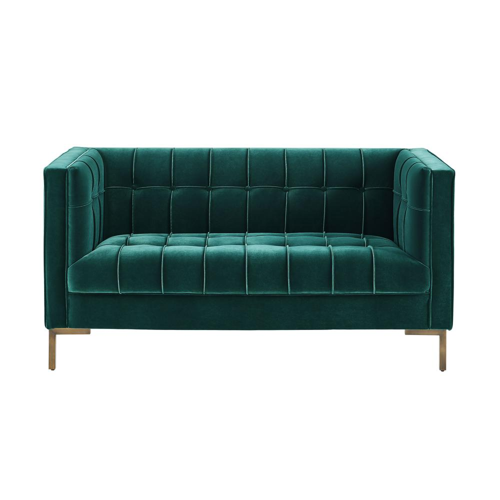 Isaac Stitch Green Velvet Loveseat