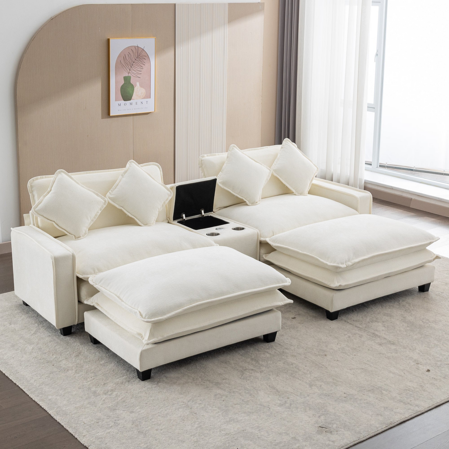 Shannon 112.6" Sectional Sofa Chenille Beige