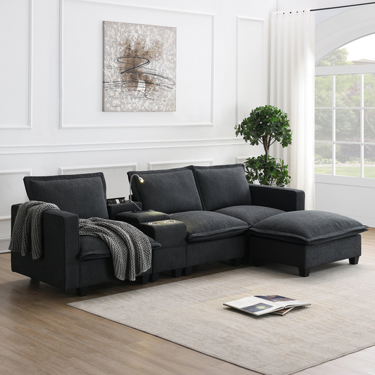 Zair Modern Sectional Cloud Sofa Grey