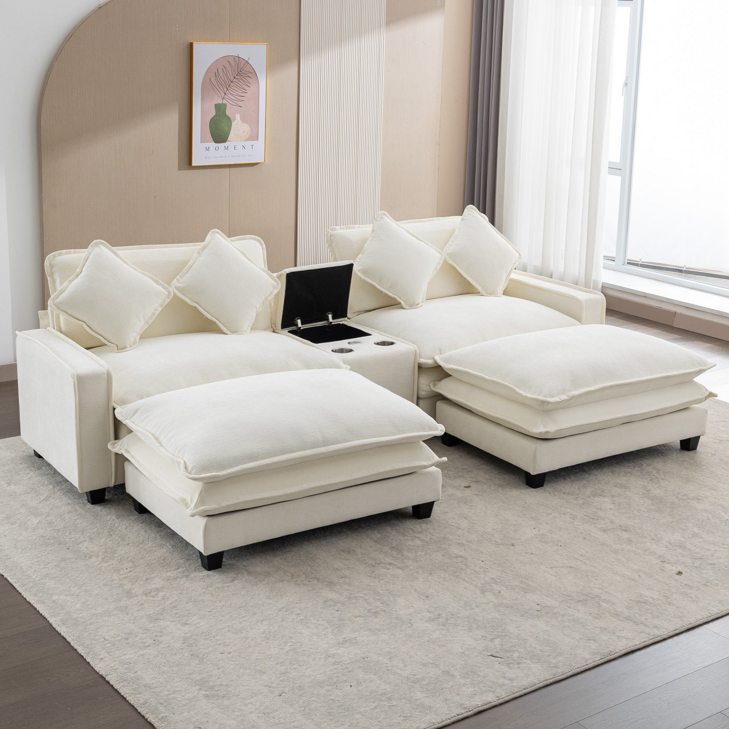 Shannon 112.6" Sectional Sofa Chenille Beige