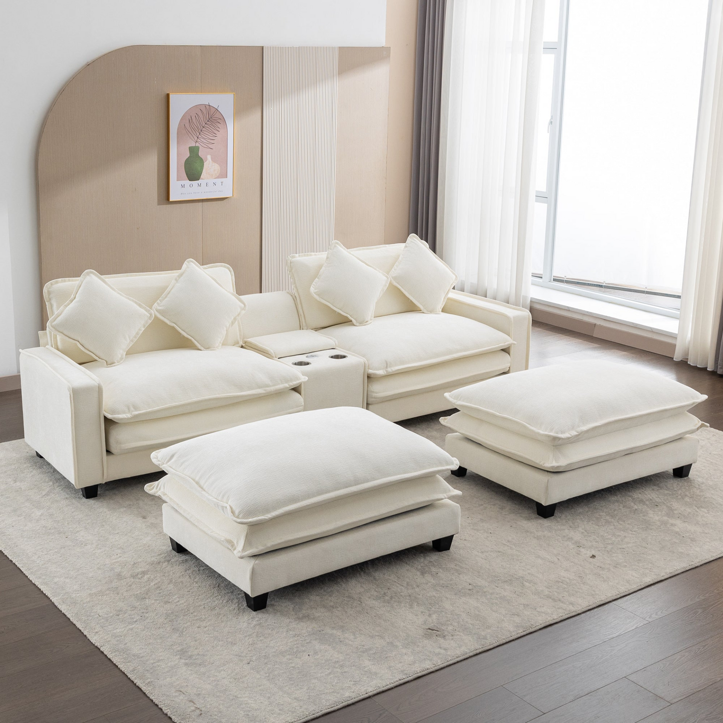 Shannon 112.6" Sectional Sofa Chenille Beige