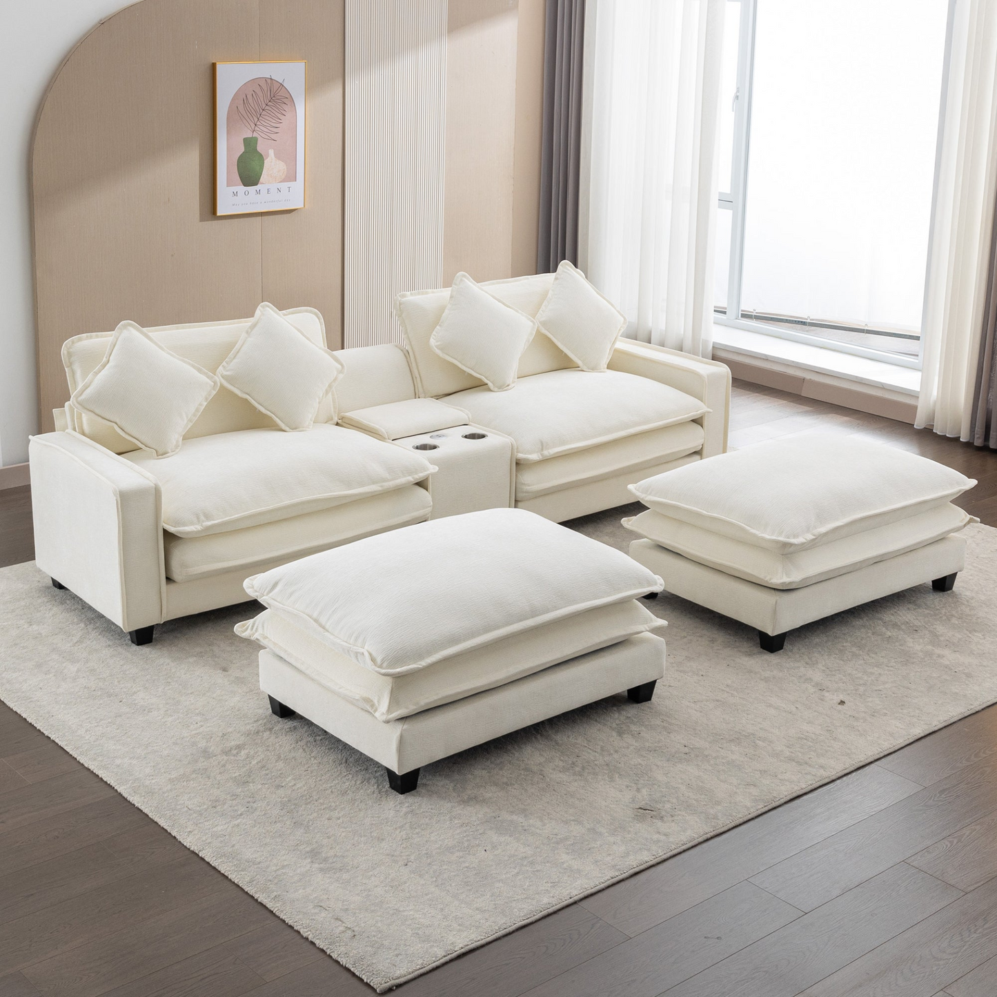 Shannon 112.6" Sectional Sofa Chenille Beige