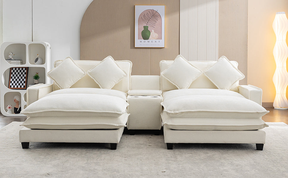 Shannon 112.6" Sectional Sofa Chenille Beige