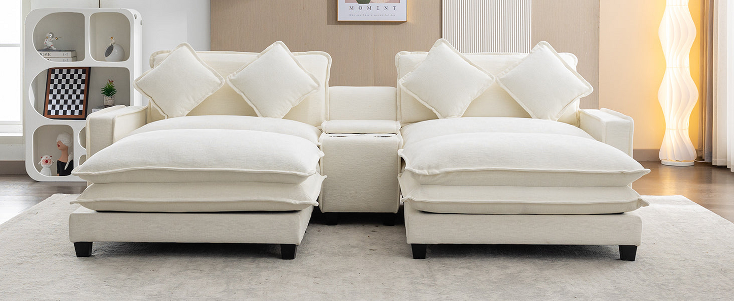 Shannon 112.6" Sectional Sofa Chenille Beige