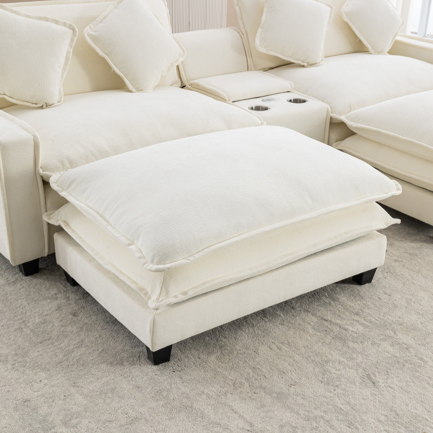 Shannon 112.6" Sectional Sofa Chenille Beige