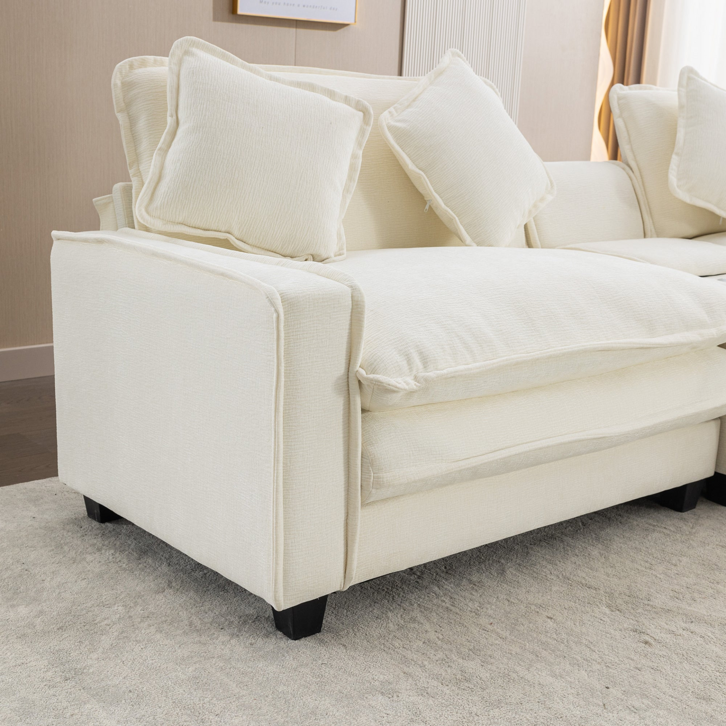 Shannon 112.6" Sectional Sofa Chenille Beige