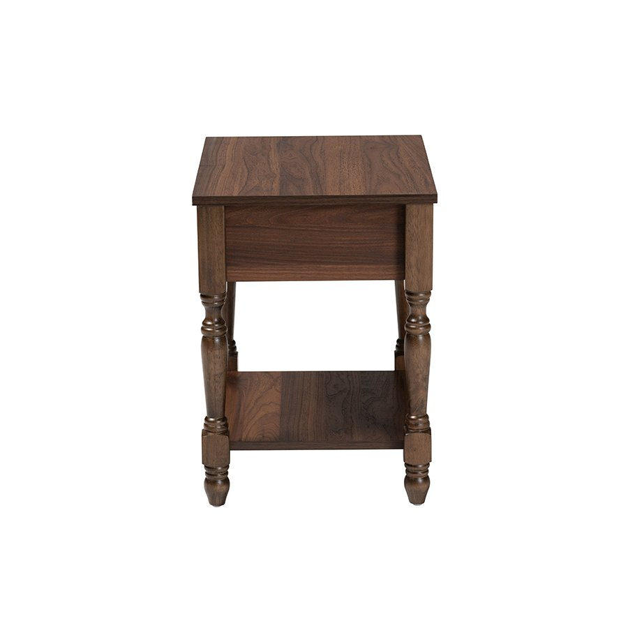 Roden Transitional Dark Brown Nightstand with Rattan