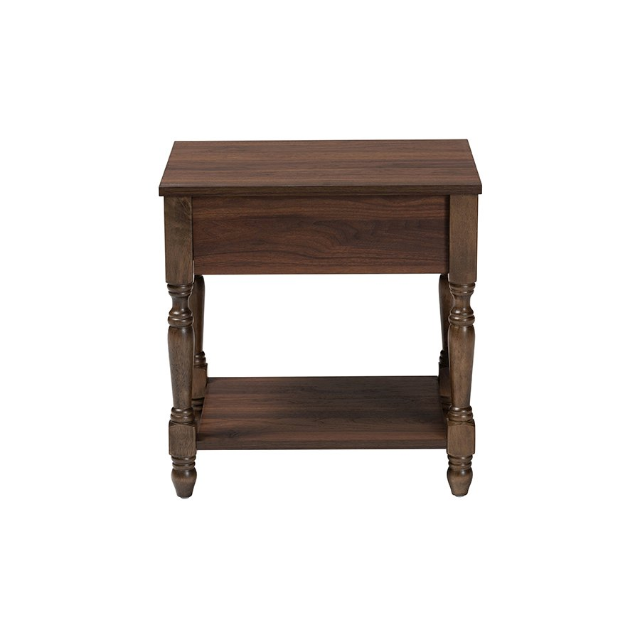 Roden Transitional Dark Brown Nightstand with Rattan