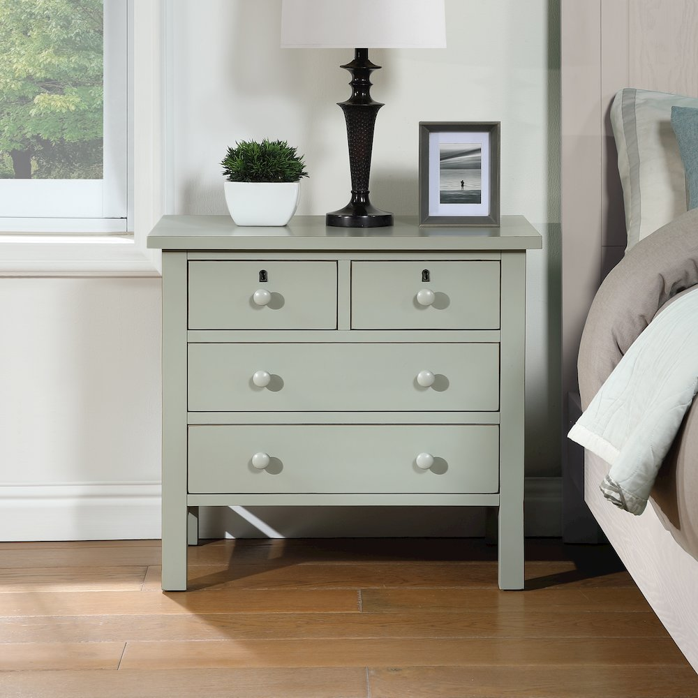 Greenwich 4-drawer Storage Nightstand - Antique Gray