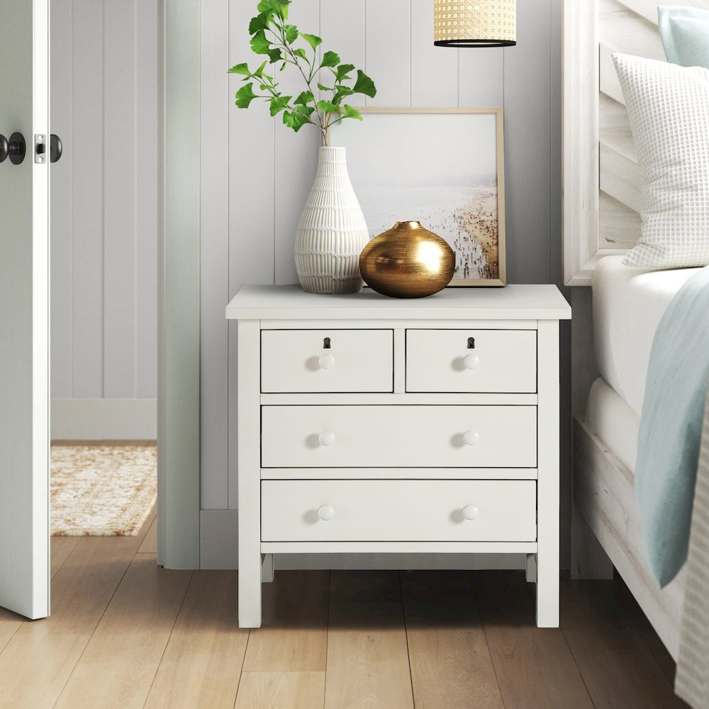 Greenwich 4-drawer Storage Nightstand - Antique White