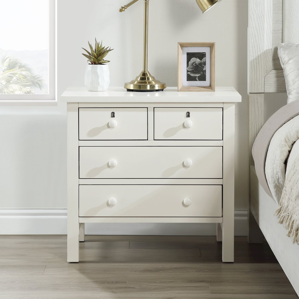 Greenwich 4-drawer Storage Nightstand - Antique White